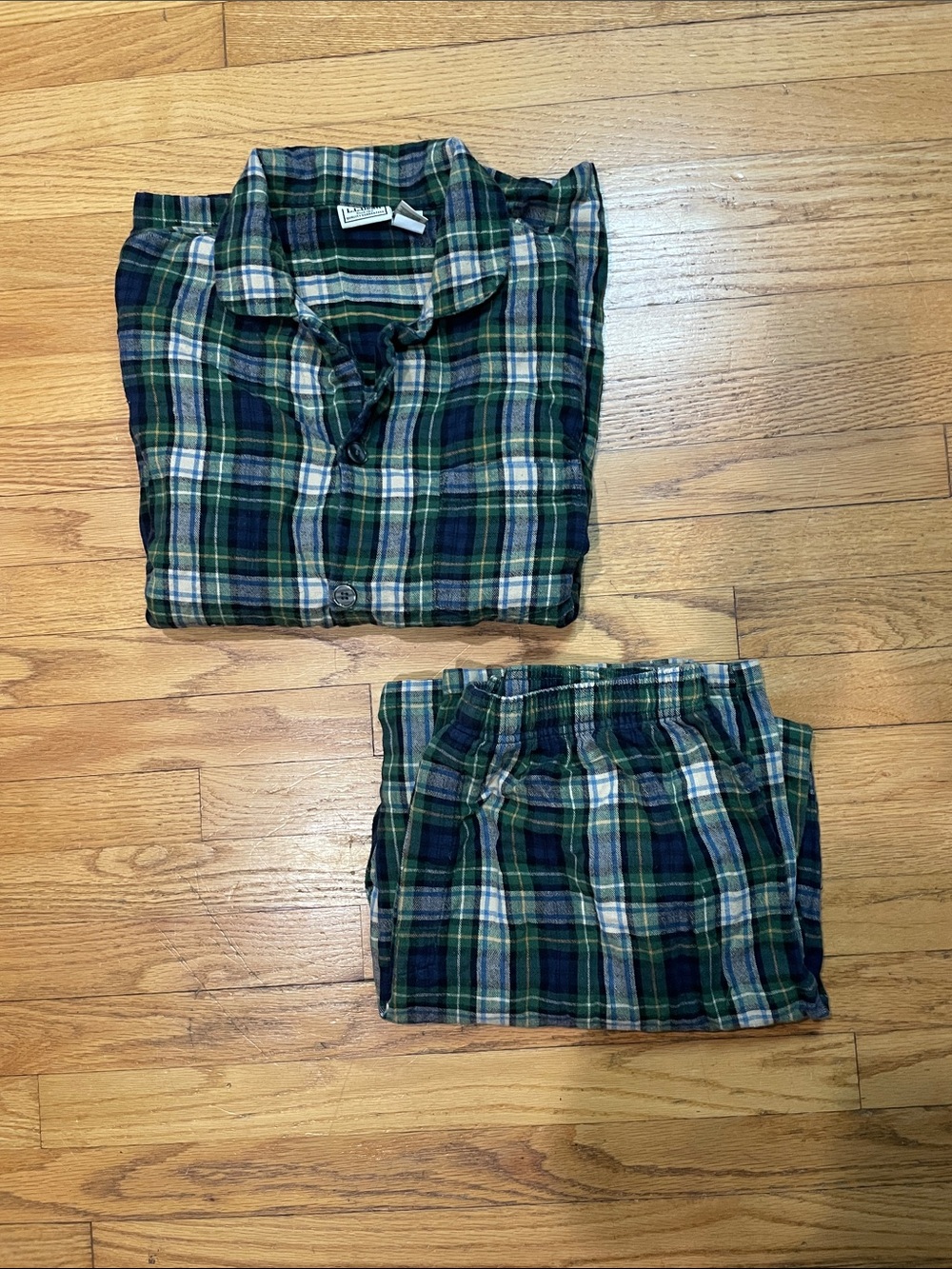 1990s vintage LLBean Men's Plaid Pajama Set Men's L 100% Cotton